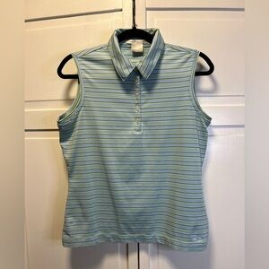 Nike Golf Sleeveless Striped Polo Shirt Size Women’s Medium Color Blue